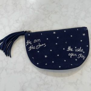 Lucky brand suede zip pouch, brand new!